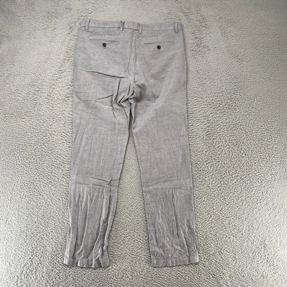 Banana Republic Kentfield Pants Mens 33x30 Linen Cotton Gray Taper Chino Summer‎